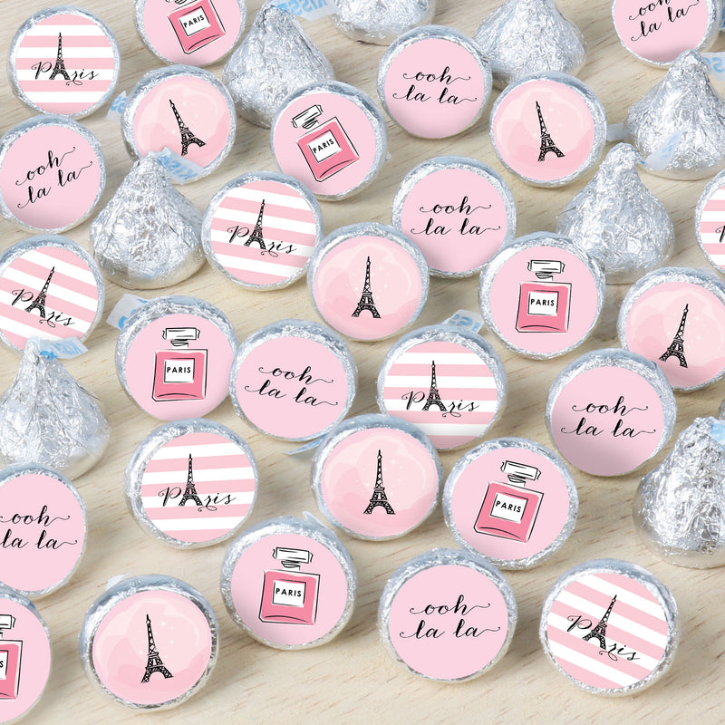 Paris, Ooh La La - Paris Themed Baby Shower or Birthday Party Small Round Candy Stickers - Party Favor Labels - 324 Count
