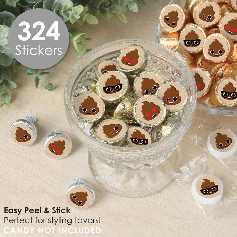 Party ’Til You’re Pooped - Poop Emoji Party Small Round Candy Stickers - Party Favor Labels - 324 Count