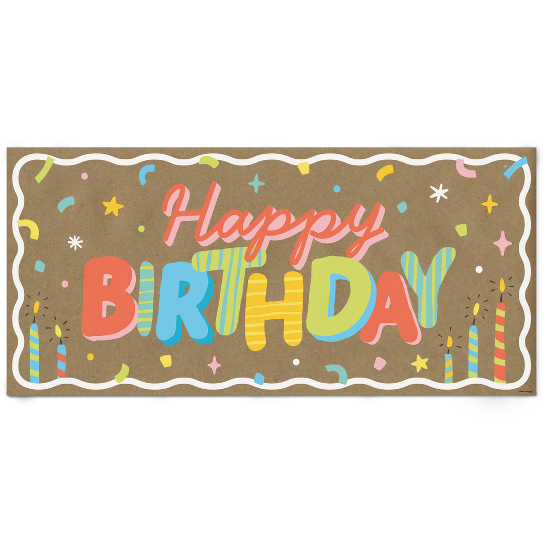 Colorful Happy Birthday kraft paper banner backdrop