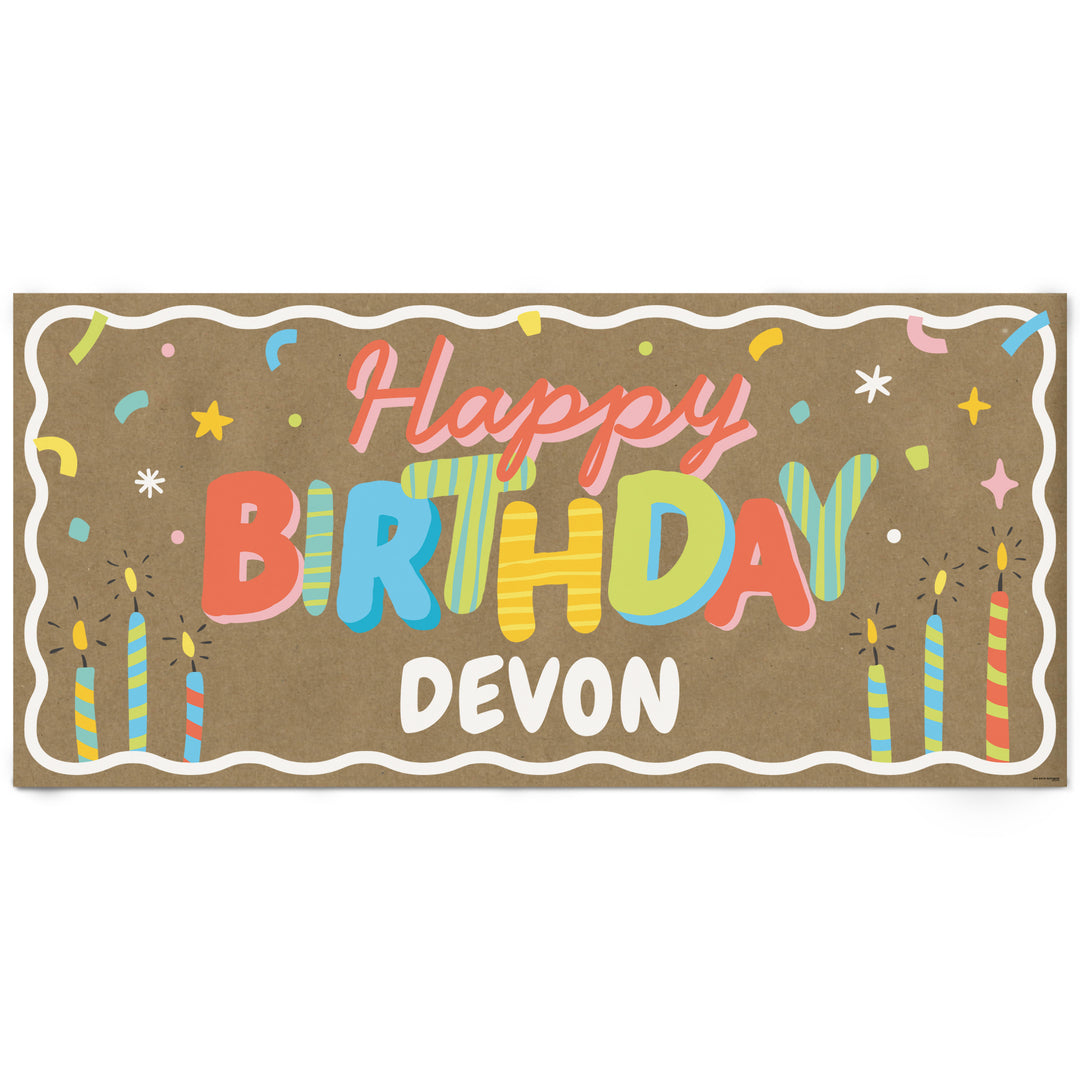 Personalized Party Time birthday kraft banner