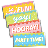 Party Time - Candy Bar Wrapper Happy Birthday Party Favors - Set of 24
