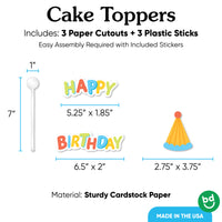 Colorful Happy Birthday topper front design close-up