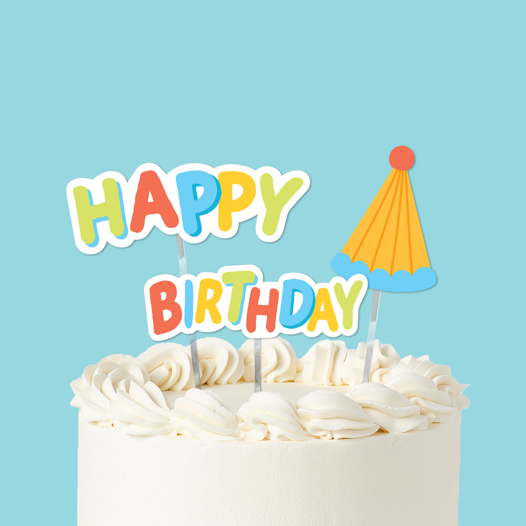 Party Time Happy Birthday cake topper set, main product image