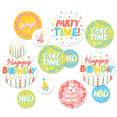 Party Time - Happy Birthday Party Giant Circle Confetti - Party Decorations - Large Confetti 27 Count