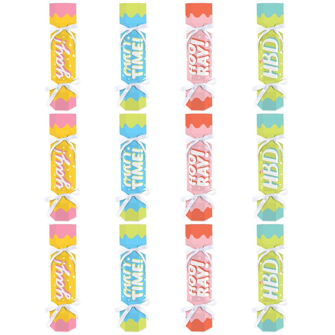 Party Time - No Snap Happy Birthday Party Table Favors - DIY Cracker Boxes - Set of 12