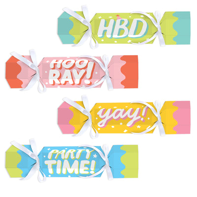 Party Time - No Snap Happy Birthday Party Table Favors - DIY Cracker Boxes - Set of 12