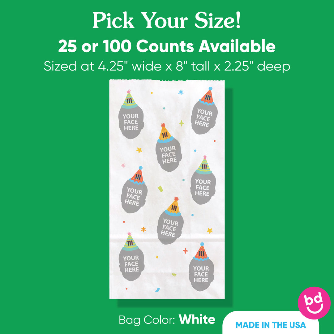 Custom Face Popcorn Bags - Colorful Birthday