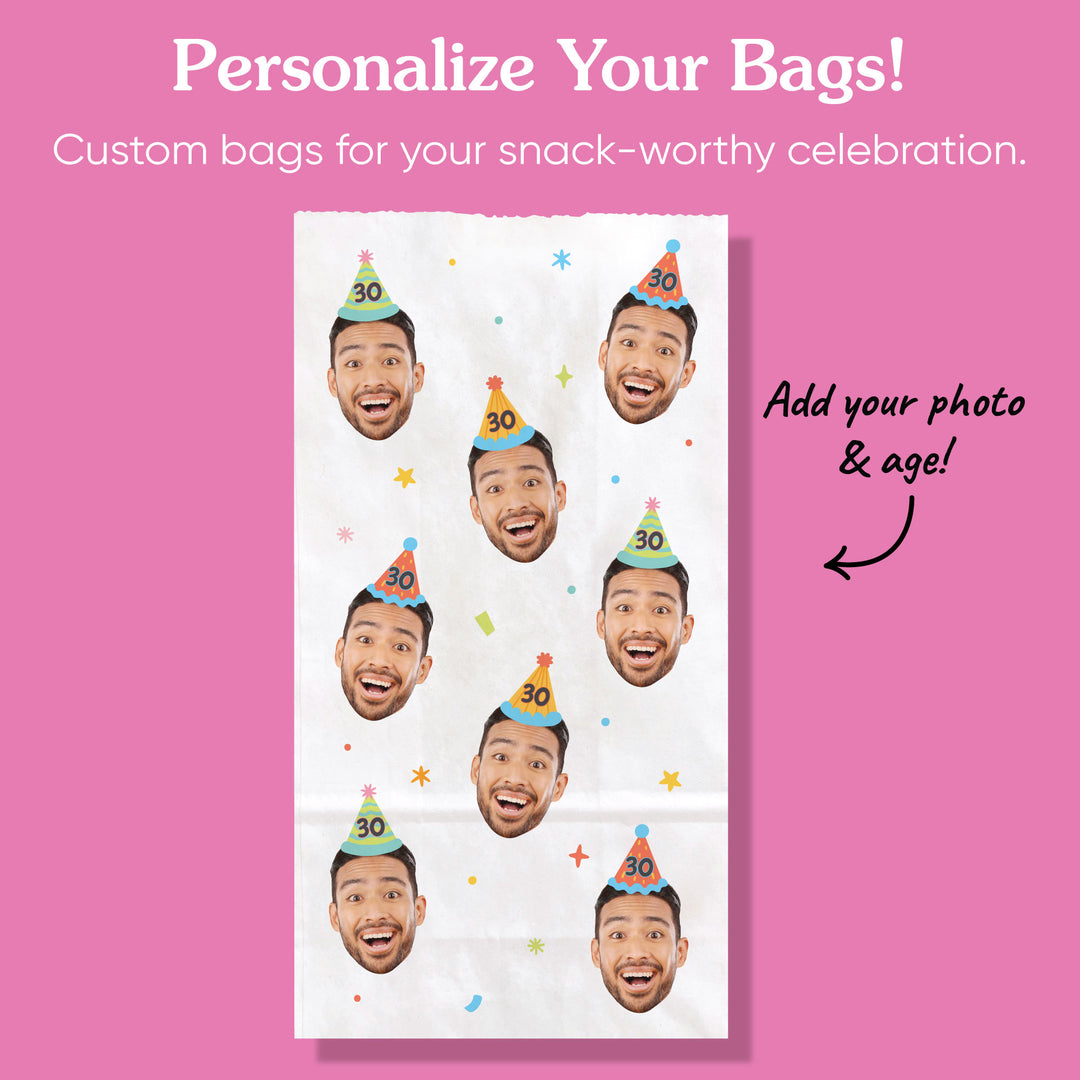 Custom Face Popcorn Bags - Colorful Birthday