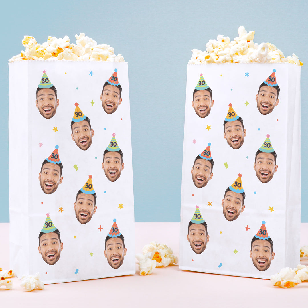 Custom Face Popcorn Bags - Colorful Birthday