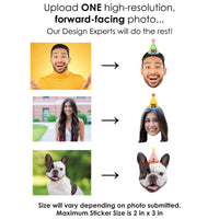 Custom Photo Party Time Fun Face Cut-Out Stickers - Set of 24