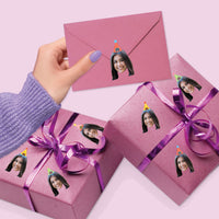 Custom Photo Party Time Fun Face Cut-Out Stickers - Set of 24
