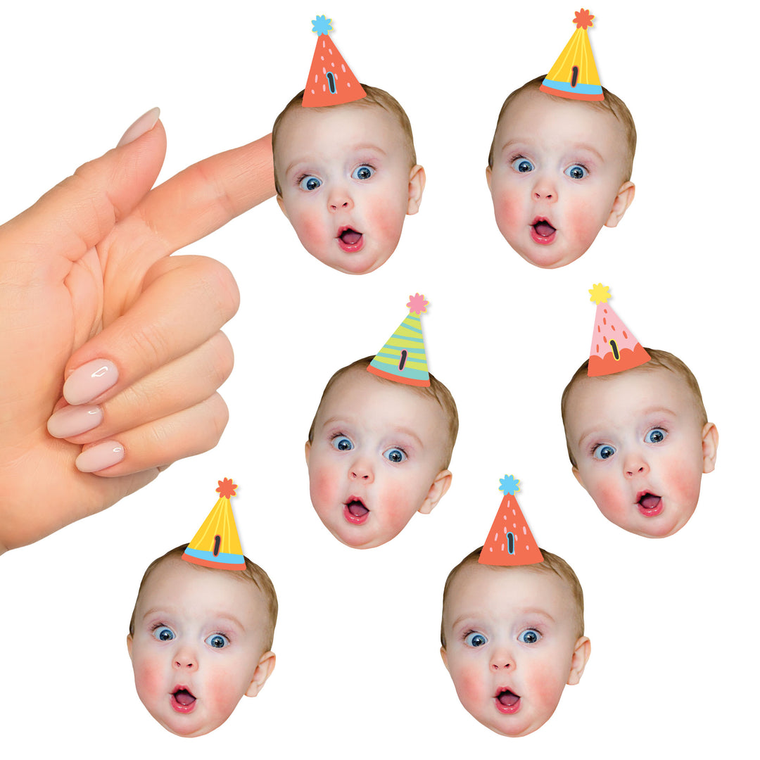 Custom Photo Party Time Fun Face Cut-Out Stickers - Set of 24