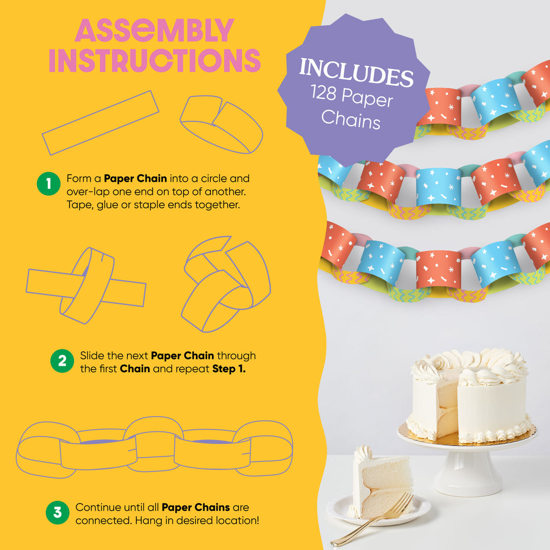 Party Time DIY Paper Chains - 128 Pc