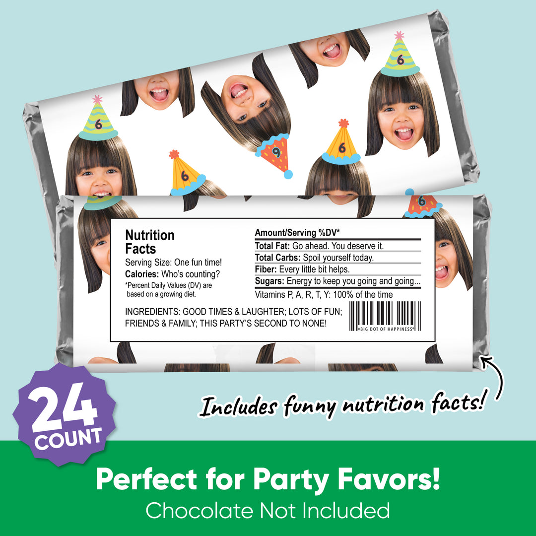 Custom Face Party Time Candy Bar Wrappers 24 Ct