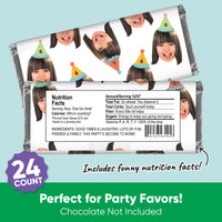 Custom Face Party Time Candy Bar Wrappers 24 Ct