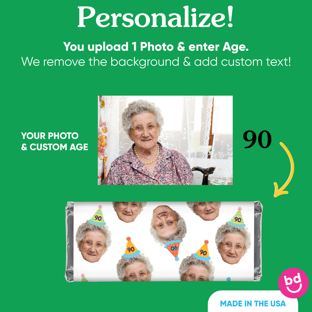 Custom Face Party Time Candy Bar Wrappers 24 Ct