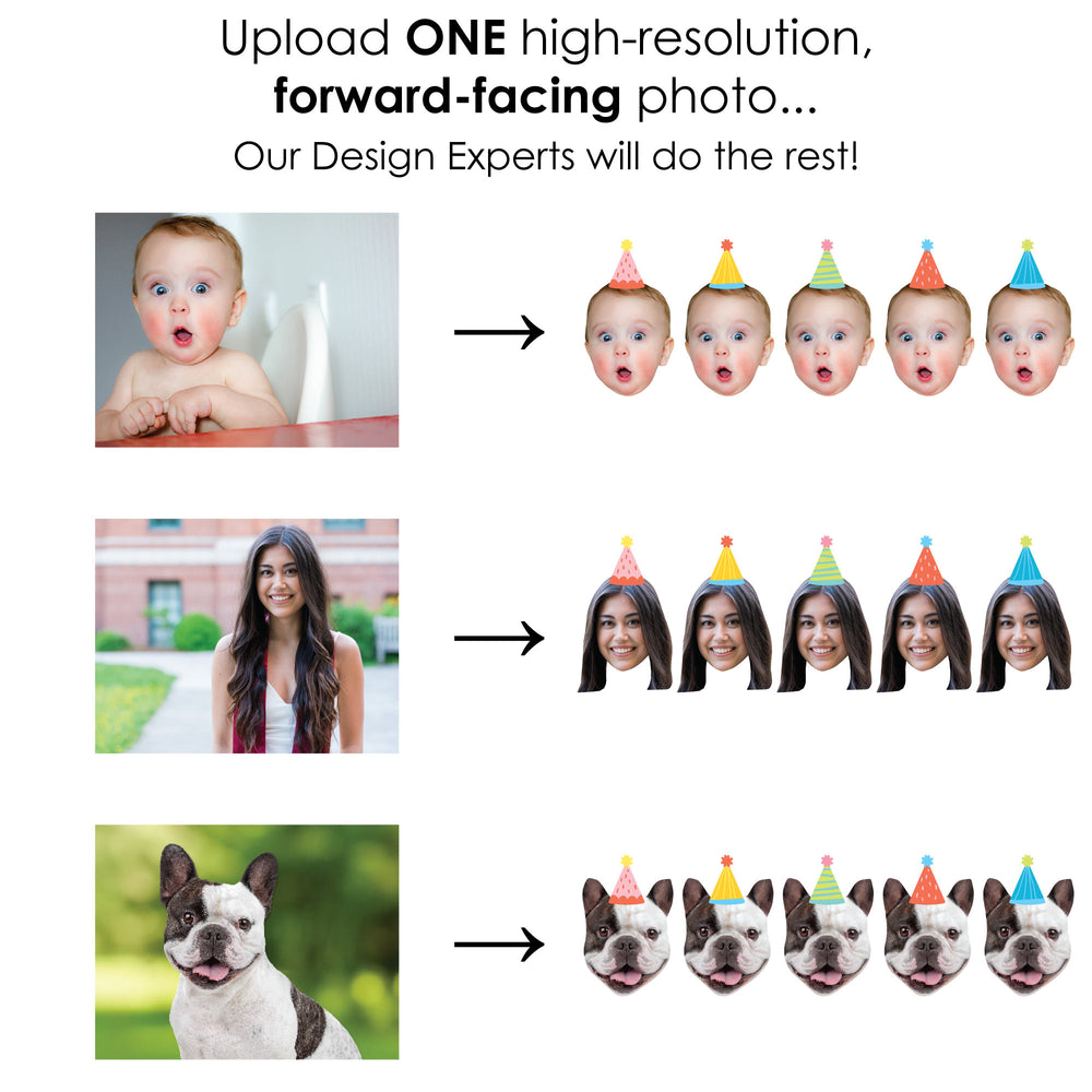 Custom Face Yard Signs - Party Time Colorful Birthday - 10 Pc