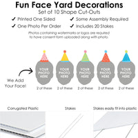 Custom Face Yard Signs - Party Time Colorful Birthday - 10 Pc