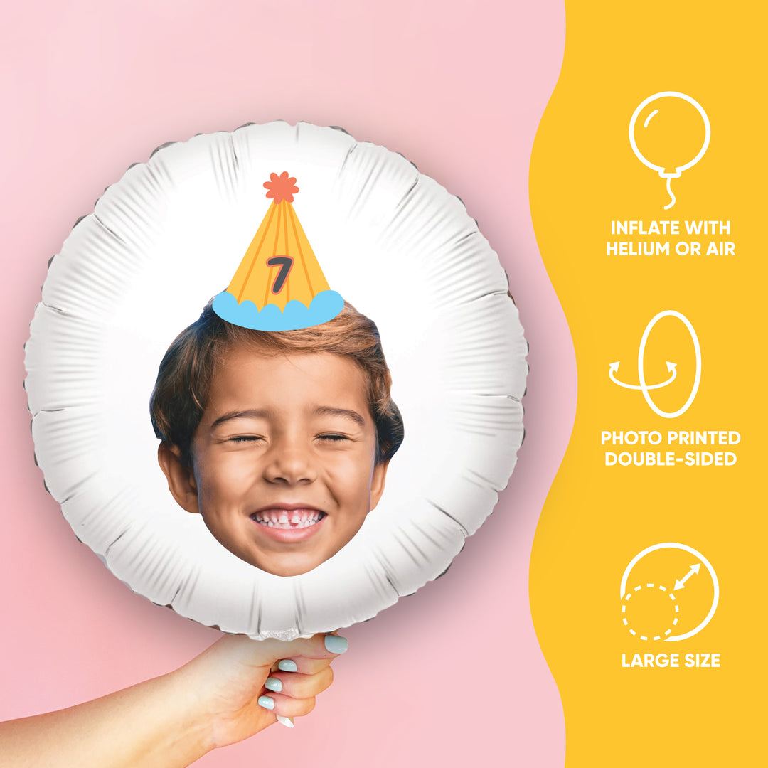 Personalized Fun Face Birthday Hat Balloon - Double Sided - 1 Ct