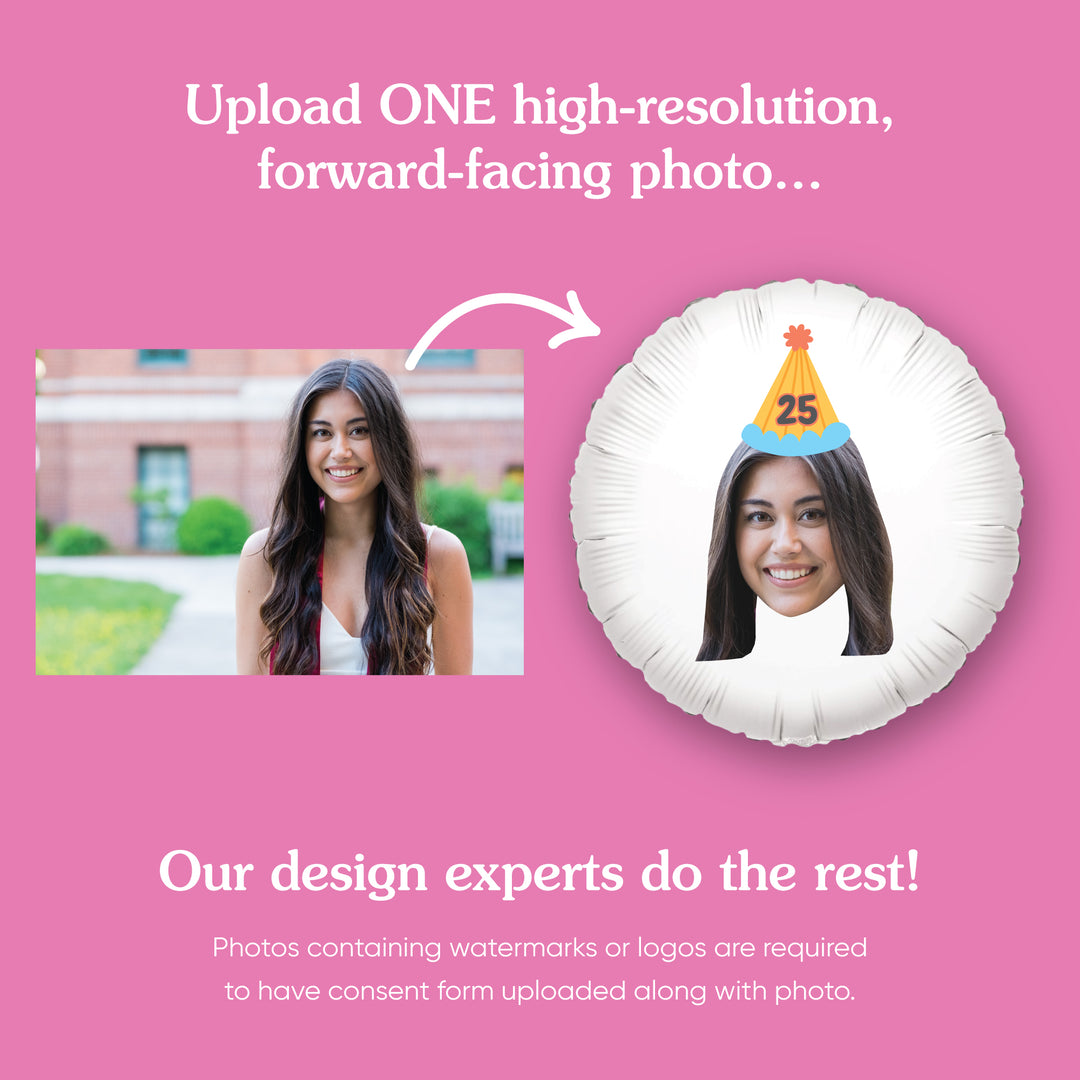 Personalized Fun Face Birthday Hat Balloon - Double Sided - 1 Ct
