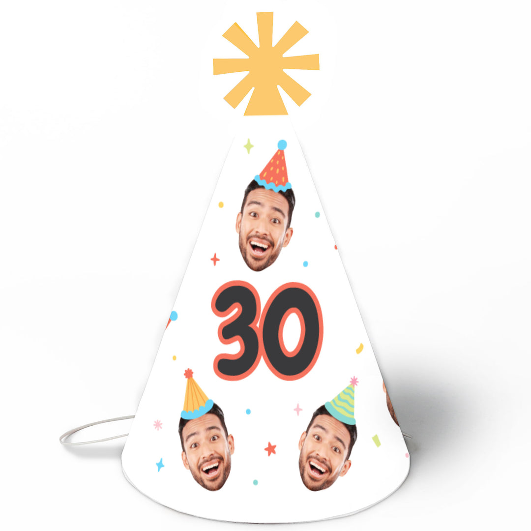 Custom Fun Colorful Birthday Cone Hat - 8 Ct