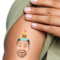 Custom Photo Fun Face Temporary Tattoo with Party Hat – Birthday Party Favors