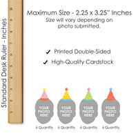 Custom Photo Party Time - Happy Birthday Party DIY Shaped Fun Face Cut-Outs - 24 Count