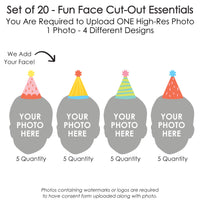 Custom Photo Party Time - Fun Face Decorations DIY Happy Birthday Party Essentials - Set of 20
