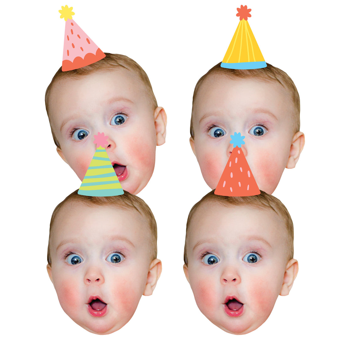 Custom Photo Party Time - Fun Face Decorations DIY Happy Birthday Party Essentials - Set of 20