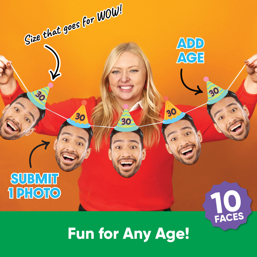 Custom Face Colorful Birthday Hat Garland Banner