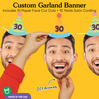 Custom Face Colorful Birthday Hat Garland Banner