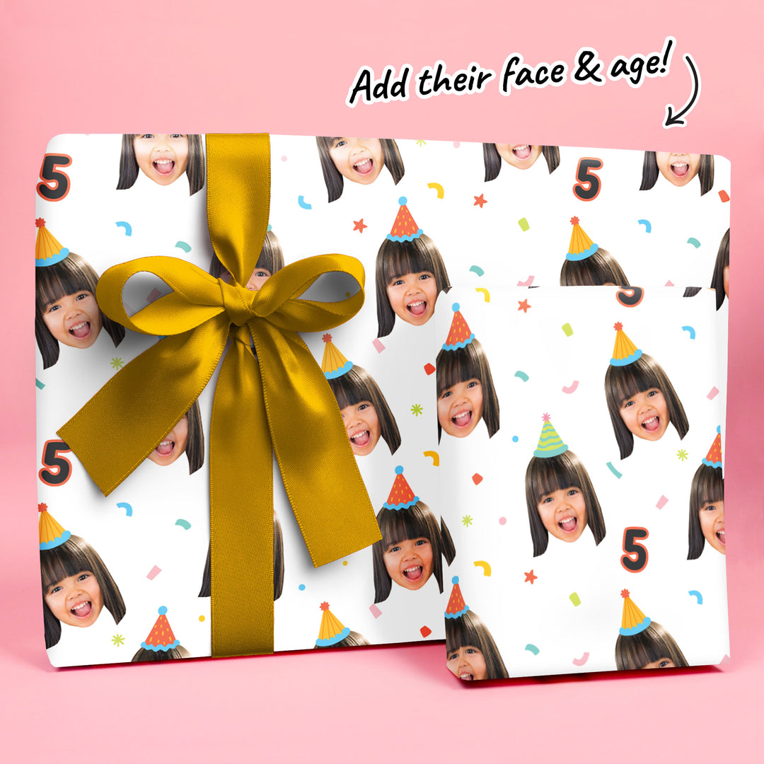 Custom Face Wrapping Paper - Colorful Birthday