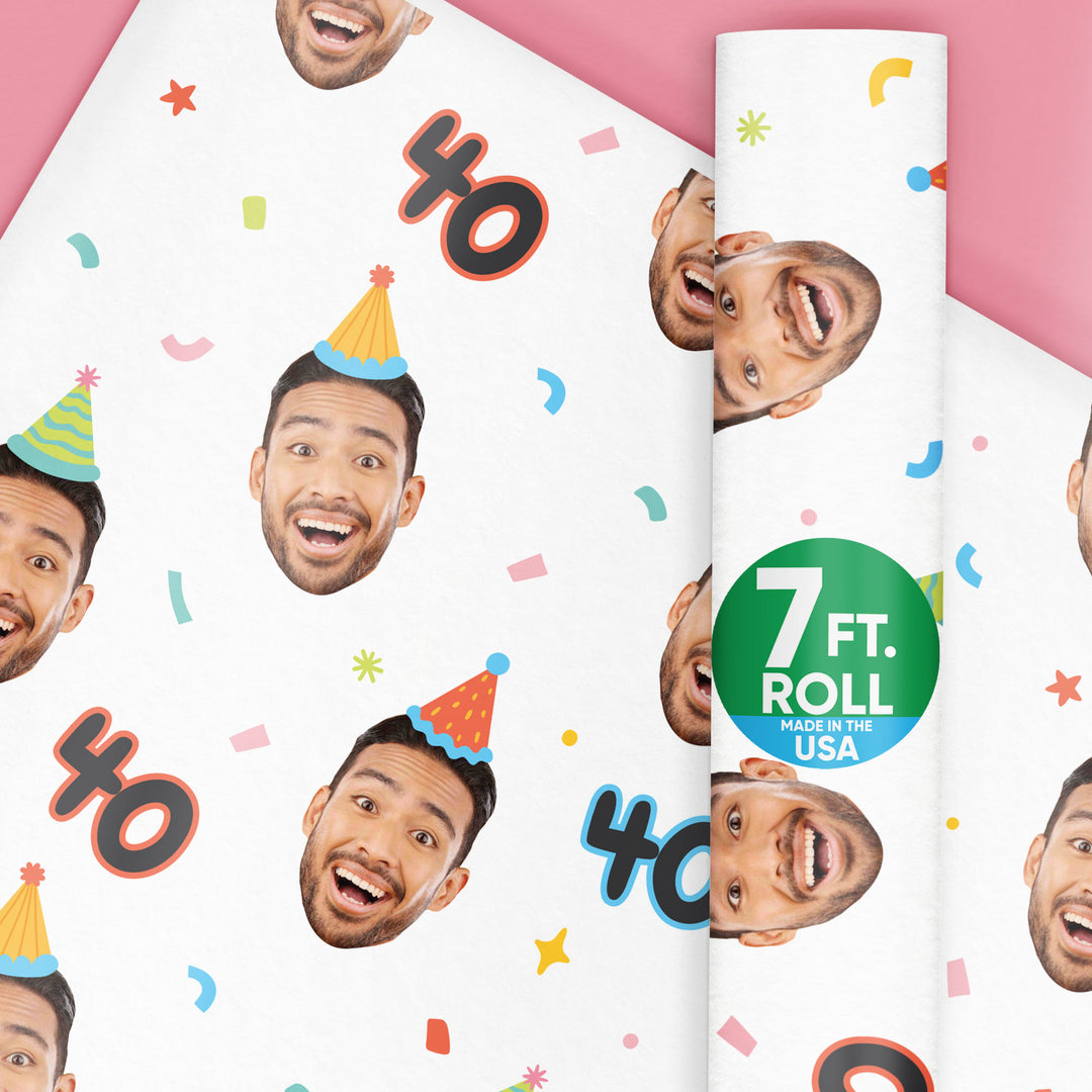 Custom Face Wrapping Paper - Colorful Birthday