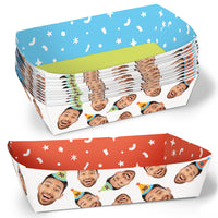 Custom Face Colorful Paper Food Trays - 12 Ct