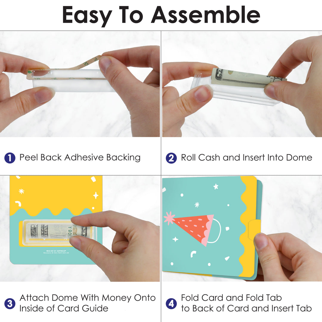 Party Time - DIY Assorted Happy Birthday Party Cash Holder Gift - Funny Money Cards - Set of 6