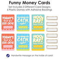 Party Time - DIY Assorted Happy Birthday Party Cash Holder Gift - Funny Money Cards - Set of 6