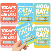 Party Time - DIY Assorted Happy Birthday Party Cash Holder Gift - Funny Money Cards - Set of 6