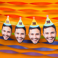 Custom Face Colorful Birthday Hat Garland Banner