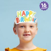 Party Time Paper Birthday Headbands - 16 Ct