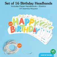 Party Time Paper Birthday Headbands - 16 Ct