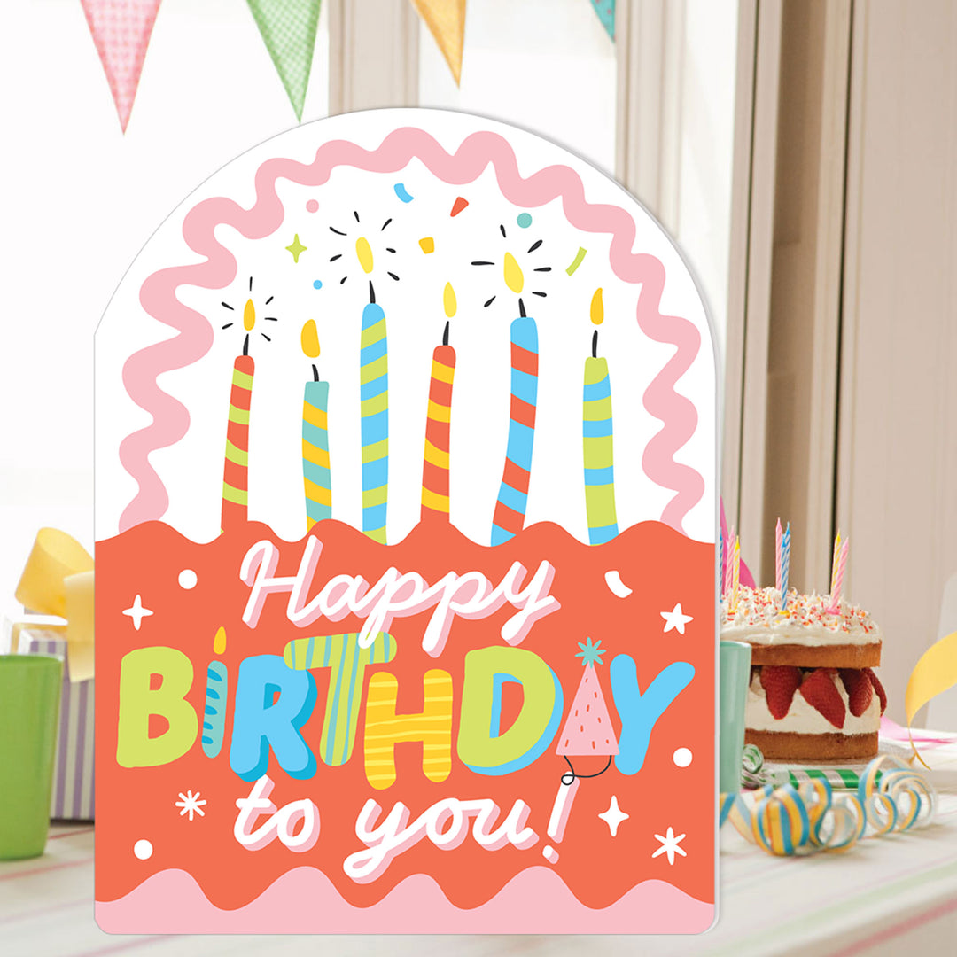 Party Time -Happy Birthday Giant Greeting Card - Big Shaped Jumborific Card - 16.5 x 22 inches
