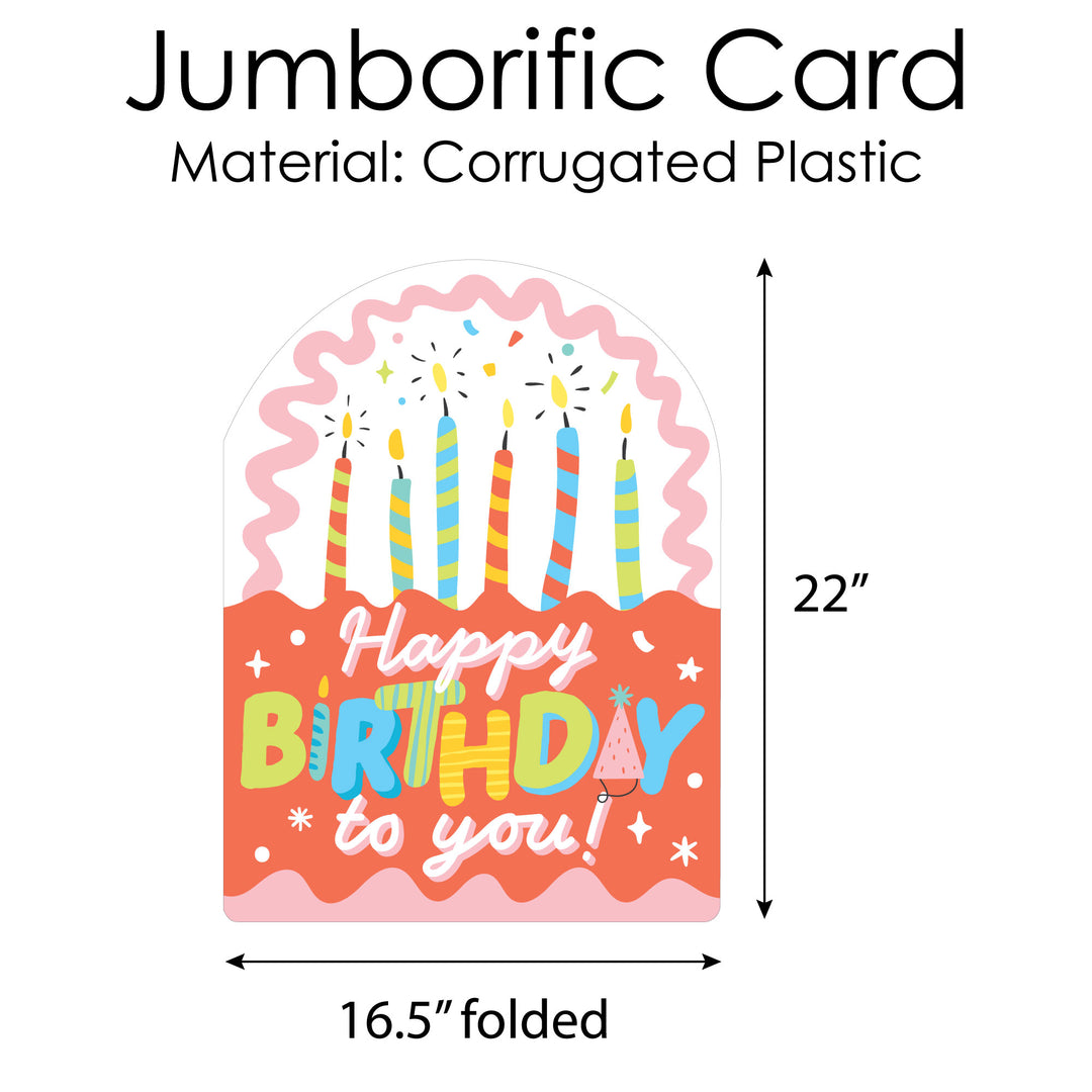 Party Time -Happy Birthday Giant Greeting Card - Big Shaped Jumborific Card - 16.5 x 22 inches