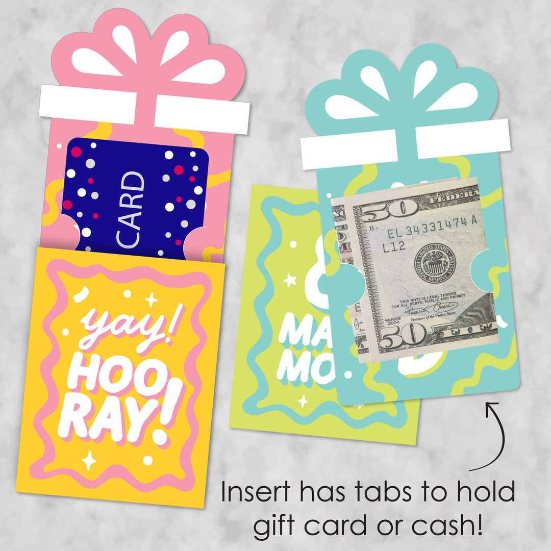 Party Time - Happy Birthday Party Money and Gift Card Sleeves - Nifty Gifty Card Holders - Set of 8