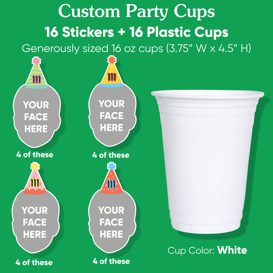 Custom Face Party Cups - Party Time - 16 Ct