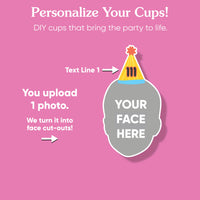 Custom Face Party Cups - Party Time - 16 Ct