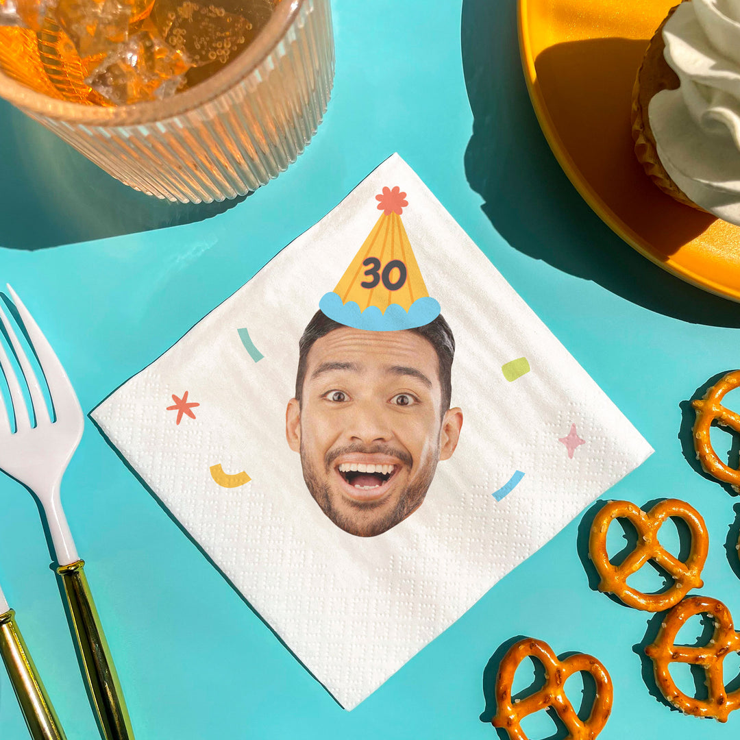 Custom Face Napkins - Colorful Birthday