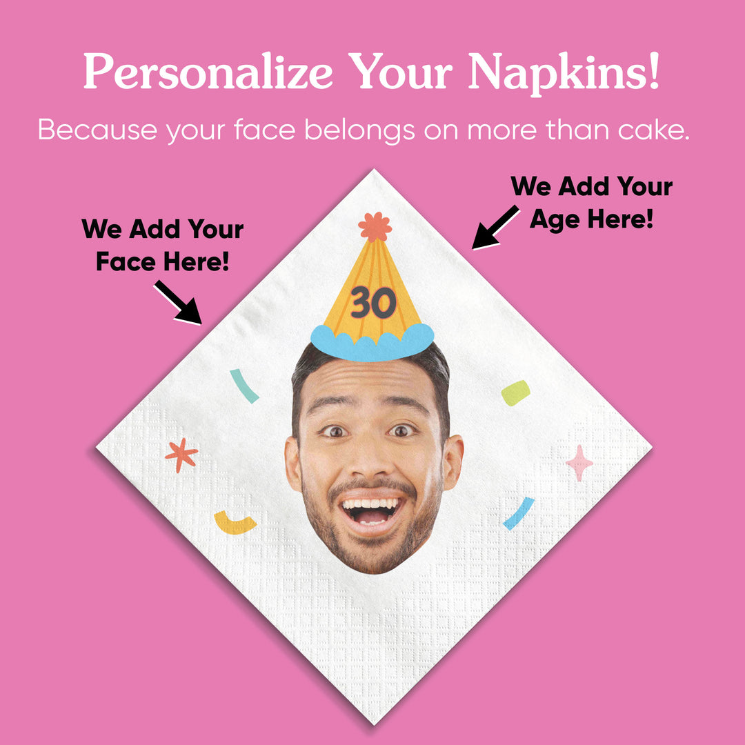 Custom Face Napkins - Colorful Birthday