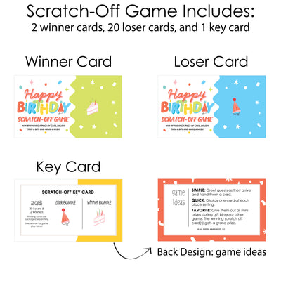 Party Time - Happy Birthday Party Game Scratch Off Cards - 22 Count
