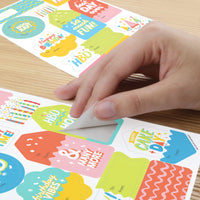 Party Time - Assorted Happy Birthday Party Gift Tag Labels - To and From Stickers - 12 Sheets - 120 Stickers