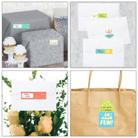 Party Time - Assorted Happy Birthday Party Gift Tag Labels - To and From Stickers - 12 Sheets - 120 Stickers